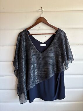 Hamilton Metallic Cape Overlay Evening Blouse 2X Made in Canada Paper Tag